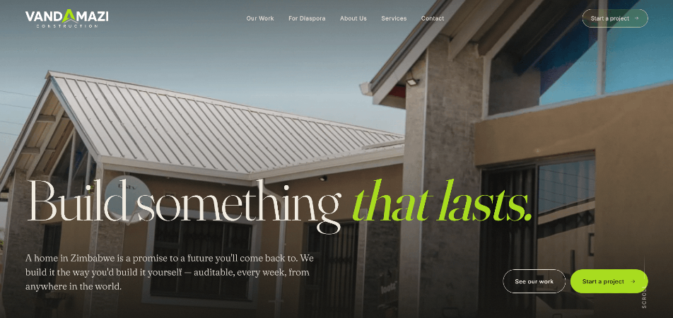 Vandamazi Construction website by Nait Digital Solutions